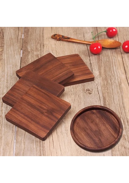 Kare Kalınlaştırmak 1 Adet Çay Kahve Fincan Altlığı Placemats Dekor Ceviz Ahşap Bardak Dayanıklı Isıya Dayanıklı Kare Yuvarlak Içecek Mat 1 Adet Kase Çaydanlık (Yurt Dışından)