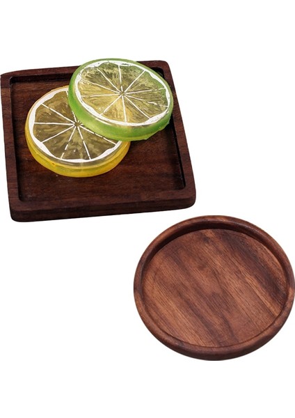 Kare Kalınlaştırmak 1 Adet Çay Kahve Fincan Altlığı Placemats Dekor Ceviz Ahşap Bardak Dayanıklı Isıya Dayanıklı Kare Yuvarlak Içecek Mat 1 Adet Kase Çaydanlık (Yurt Dışından)