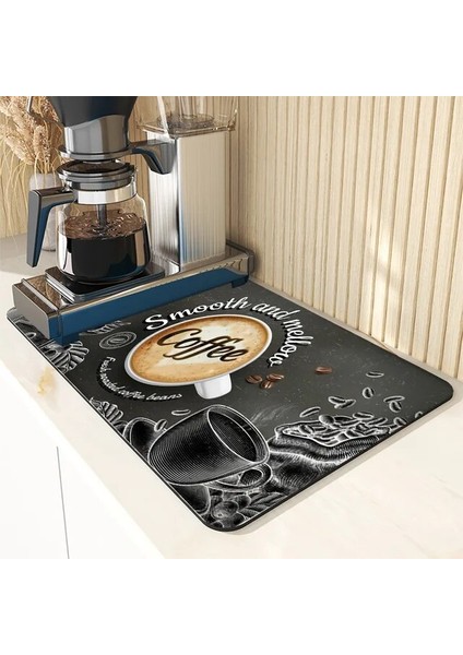 CJ06-19 S 20X30CM Kahve Tasarım Bulaşık Kurutma Mat Süper Emici Mutfak Tezgahı Drenaj Pedleri Sofra Fincan Şişe Lavabo Su Geçirmez Kaymaz Paspaslar (Yurt Dışından)
