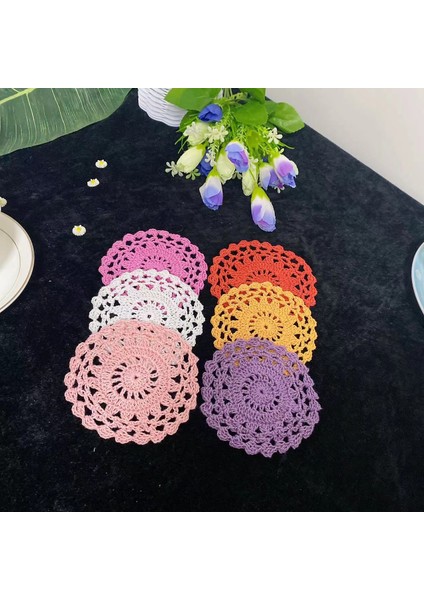 Mavi Yuvarlak 10CM 10CM Yeni Yuvarlak Pamuk Yemek Masası Yer Mat Pad Kumaş Tığ Placemat Bardak Kupa Düğün Çay Altlığı El Yapımı Içecek Bardak Altlığı Peçete Mutfak (Yurt Dışından)