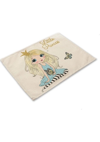 PM0044-12 1 Adet Sevimli Kız Pamuk Keten Ped Desen Mutfak Placemat Kawaii Coaster Kase Fincan Mat Yemek Masası Paspaslar 42*32 cm Ev Dekor PM0044 (Yurt Dışından)