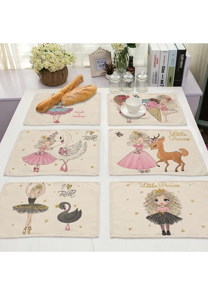 PM0044-12 1 Adet Sevimli Kız Pamuk Keten Ped Desen Mutfak Placemat Kawaii Coaster Kase Fincan Mat Yemek Masası Paspaslar 42*32 cm Ev Dekor PM0044 (Yurt Dışından) fiyatları