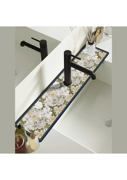 17 38X13 cm Diatomit Emici Ped Lavabo Musluğu Drenaj Pedi Emici Kurutma Matı Mutfak Tezgahı Emici Mutfak Lavabo Mat Masa Mat (Yurt Dışından)