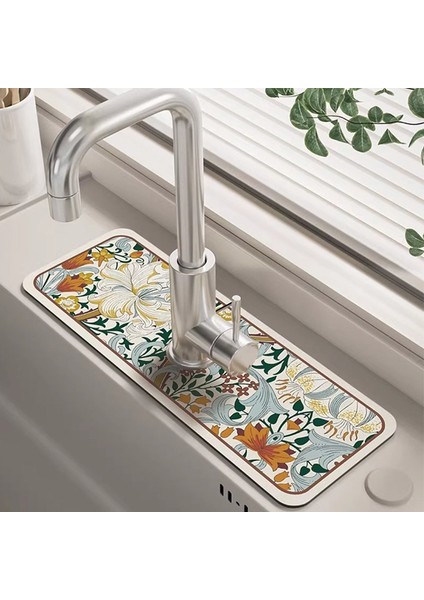 17 38X13 cm Diatomit Emici Ped Lavabo Musluğu Drenaj Pedi Emici Kurutma Matı Mutfak Tezgahı Emici Mutfak Lavabo Mat Masa Mat (Yurt Dışından)
