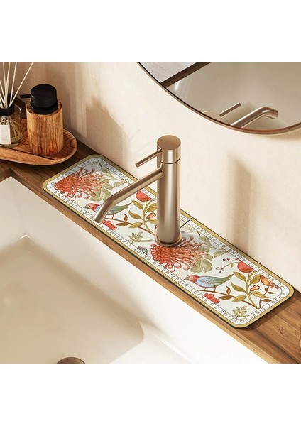 17 38X13 cm Diatomit Emici Ped Lavabo Musluğu Drenaj Pedi Emici Kurutma Matı Mutfak Tezgahı Emici Mutfak Lavabo Mat Masa Mat (Yurt Dışından)