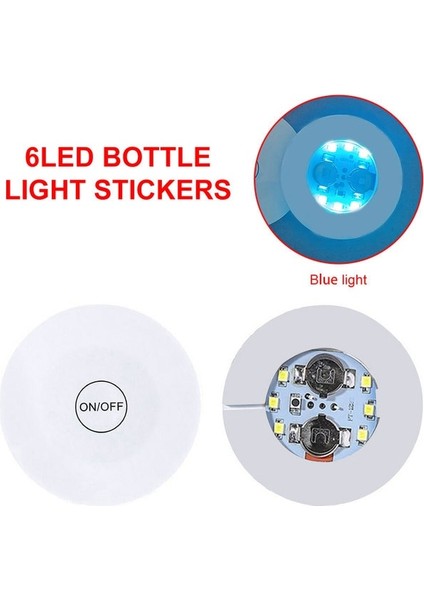 6 LED Mavi 6 cm 1 Adet Şişe Bardak Işıkları LED Bar Light Up Coaster Çıkartmalar Içecekler Bardak Şarap Likör Şişesi Coaster Atmosfer Işığı (Yurt Dışından)