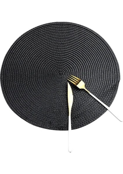 2CD-51011-002 38 cm 38 cm Yuvarlak Dokuma Iskandinav Kaymaz Mutfak Aksesuarları Placemat Coaster Pad Cafe Kupa Yemek Masası Mat Peçete Sofra Ev 51011 (Yurt Dışından)
