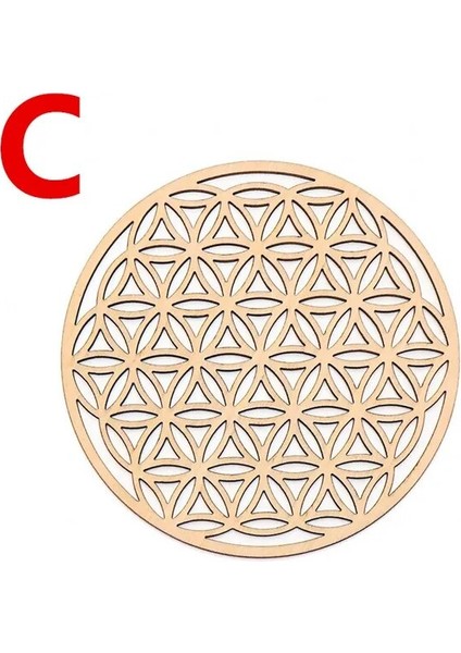 C 10PCS 10CM 10PCS Çakra Yaşam Çiçeği Doğal Sembol Ahşap Yuvarlak Kenar Daireleri Oyma Coaster Taş Kristal Seti Dıy Dekor Paspaslar Pedleri (Yurt Dışından)