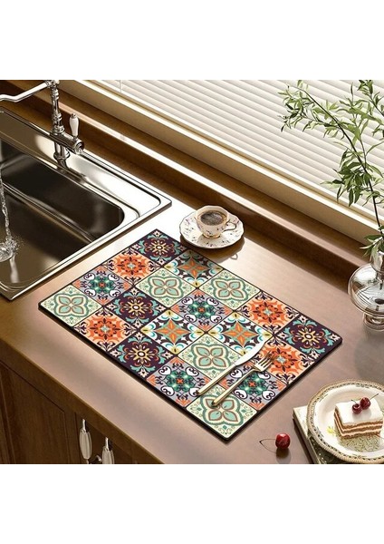 Drenaj Paspasları S S 30 x 40CM Emici Kahve Pedi Bulaşık Kurutma Sofra Paspasları Büyük Mutfak Tezgahı Drenaj Matı Hızlı Kuruyan Pedler Placemat Banyo Drenaj Pedi (Yurt Dışından)