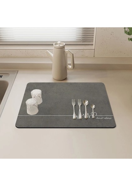 Tezgah Mat-04 10CMX61CM-1PC Diatom Çamur Musluk Emici Ped Mutfak Tezgahı Drenaj Pedi Banyo Lavabo Durulamasız Hızlı Kuru Ped (Yurt Dışından)