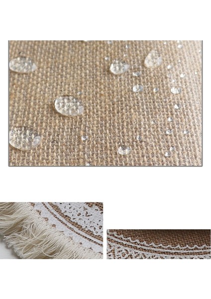 2CD-51001-022 Pamuk Keten Nakış Pedi Bulaşık Kahve Fincanı Masa Mat Yuvarlak 38 cm Iskandinav Tarzı Kaymaz Mutfak Placemat Coaster Ev Dekor 51001 (Yurt Dışından) indirimleri