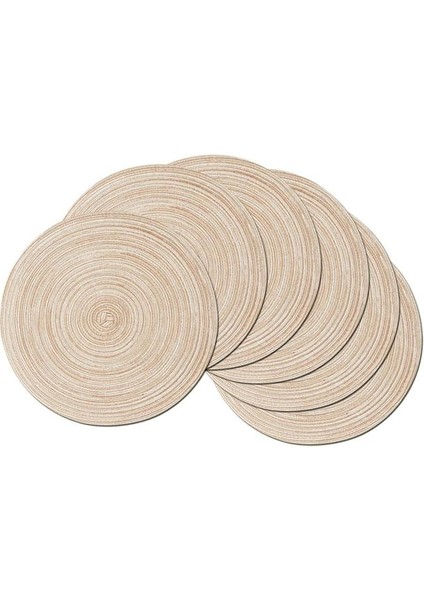 Bej Yuvarlak 30 cm Yuvarlak Örgülü Servis Altlığı 6'lı Set Yıkanabilir Yuvarlak Servis Altlıkları Mutfak Masası Için Yuvarlak Masa Paspasları Parti Barbekü Noel Günlük Kullanım Için (Yurt Dışından)
