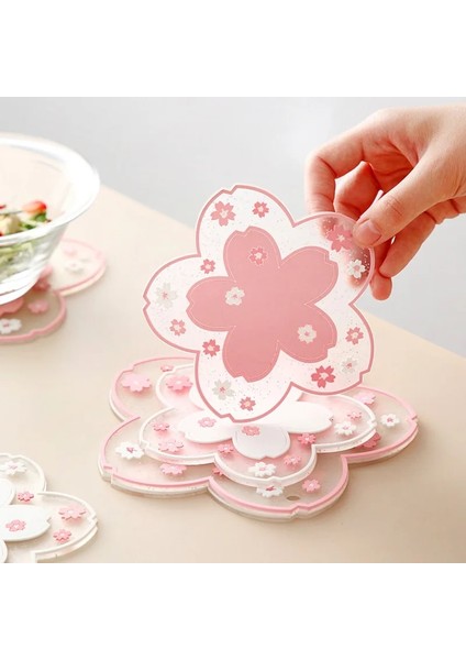 Sakura Coaster 11.5 cm Kiraz Çiçeği Coaster Kawaii Japonya Tarzı Sakura Bardak Kahve Fincanları Için Kaymaz Masa Placemat Çay Süt Kupa Ev Dekorları (Yurt Dışından)