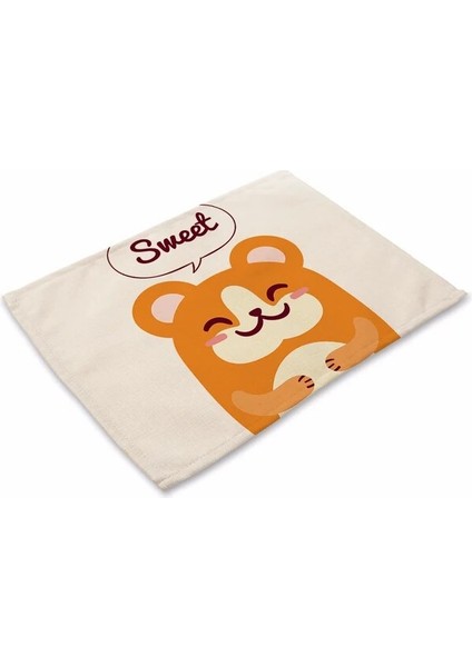LE121 Sevimli Hayvan Çocukça Desen Placemat Mutfak Dekoru Pamuk Keten Yemek Masası Paspaslar Coaster Pad Kase Kahve Fincanı Masa Örtüsü (Yurt Dışından)