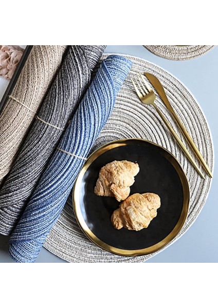 Mavi L 2022 Muhtasar Yuvarlak Keten Örgülü Bardak Altlığı Isı Yalıtımlı Kase Plaka Yer Mat Masa Dekorasyon Aksesuarları (Yurt Dışından) modelleri