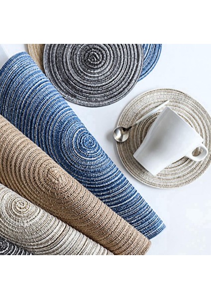 Mavi L 2022 Muhtasar Yuvarlak Keten Örgülü Bardak Altlığı Isı Yalıtımlı Kase Plaka Yer Mat Masa Dekorasyon Aksesuarları (Yurt Dışından) fırsatları