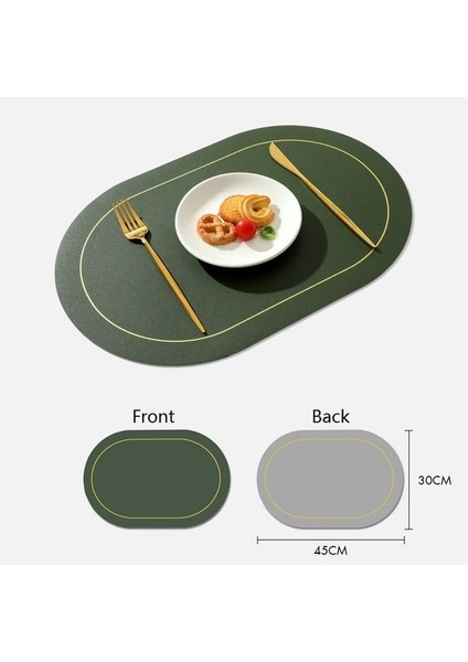 2CD-51031-003 Iskandinav Tarzı Kaymaz Mutfak Placemat Masa Mat Modern Ev Dekor Çift Taraflı Pu Deri Katı Ped Bulaşık Kahve Fincanı Kupa Altlığı (Yurt Dışından)