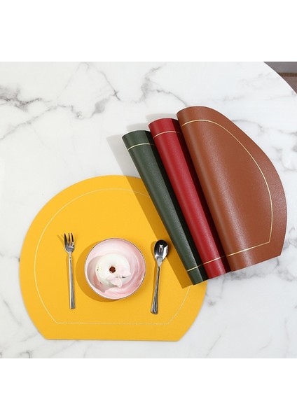 2CD-51031-003 Iskandinav Tarzı Kaymaz Mutfak Placemat Masa Mat Modern Ev Dekor Çift Taraflı Pu Deri Katı Ped Bulaşık Kahve Fincanı Kupa Altlığı (Yurt Dışından) modelleri