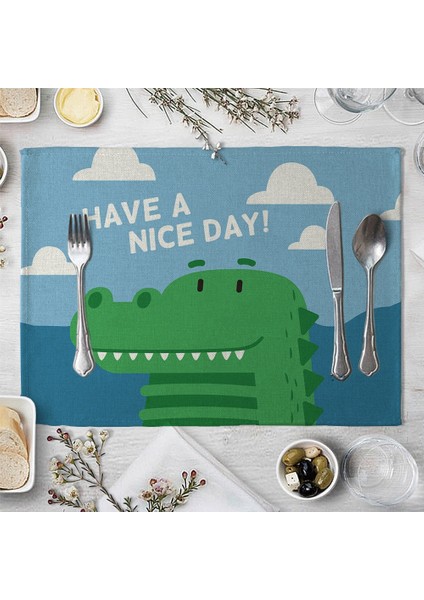LE121 Sevimli Hayvan Çocukça Desen Placemat Mutfak Dekoru Pamuk Keten Yemek Masası Paspaslar Coaster Pad Kase Kahve Fincanı Masa Örtüsü (Yurt Dışından) fırsatları