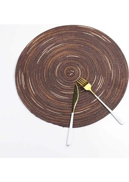 2CD-51009-015 38 cm Yuvarlak Pamuk Dokuma Iskandinav Tarzı Kaymaz Mutfak Placemat Coaster Yalıtım Pedi Bulaşık Kahve Fincanı Masa Mat Peçete Ev 51009 (Yurt Dışından)