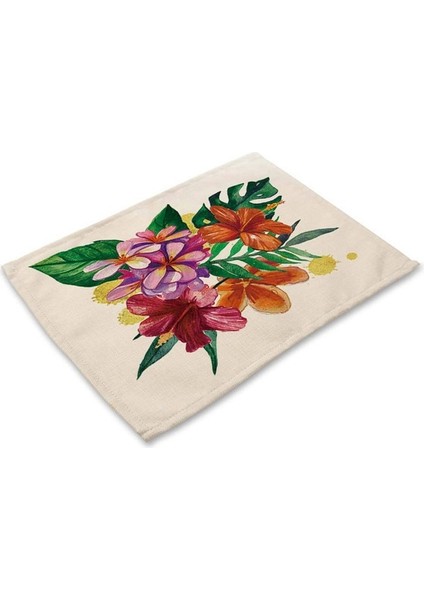 D 1 Adet Tropikal Bitki Monstera Desen Placemat Coaster Yemek Masası Paspaslar Pamuk Keten Ped Kase Fincan Mat 42*32 cm Ev Dekor MP0013 (Yurt Dışından)