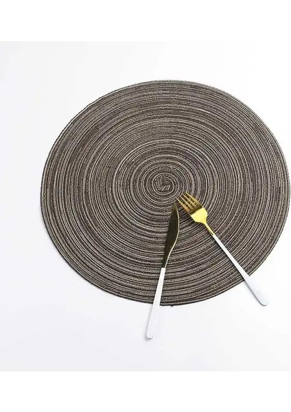 2CD-51009-004 36 cm Yuvarlak Pamuk Dokuma Iskandinav Tarzı Kaymaz Mutfak Placemat Coaster Yalıtım Pedi Bulaşık Kahve Fincanı Masa Mat Peçete Ev 51009 (Yurt Dışından)