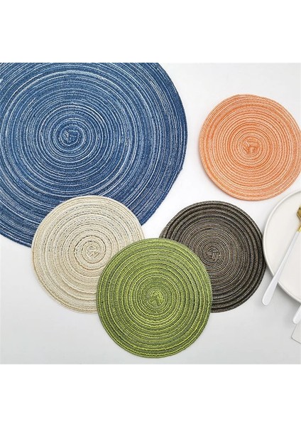 2CD-51009-004 36 cm Yuvarlak Pamuk Dokuma Iskandinav Tarzı Kaymaz Mutfak Placemat Coaster Yalıtım Pedi Bulaşık Kahve Fincanı Masa Mat Peçete Ev 51009 (Yurt Dışından)