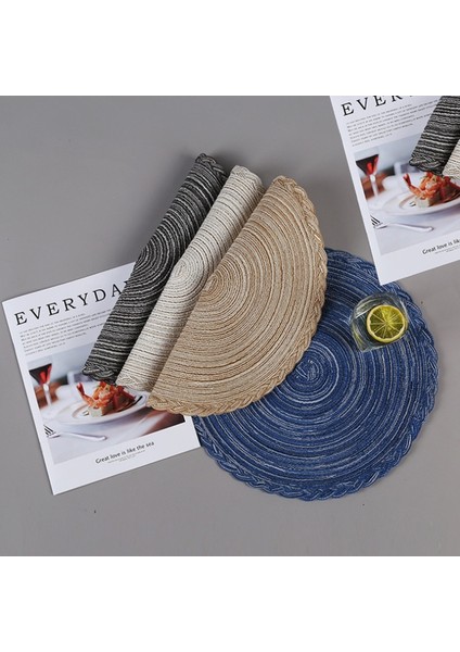 2CD-51009-004 36 cm Yuvarlak Pamuk Dokuma Iskandinav Tarzı Kaymaz Mutfak Placemat Coaster Yalıtım Pedi Bulaşık Kahve Fincanı Masa Mat Peçete Ev 51009 (Yurt Dışından)