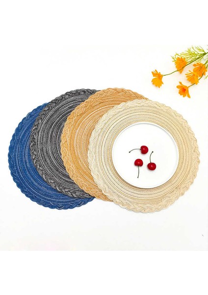 2CD-51009-004 36 cm Yuvarlak Pamuk Dokuma Iskandinav Tarzı Kaymaz Mutfak Placemat Coaster Yalıtım Pedi Bulaşık Kahve Fincanı Masa Mat Peçete Ev 51009 (Yurt Dışından)