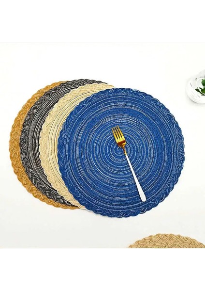 2CD-51009-004 36 cm Yuvarlak Pamuk Dokuma Iskandinav Tarzı Kaymaz Mutfak Placemat Coaster Yalıtım Pedi Bulaşık Kahve Fincanı Masa Mat Peçete Ev 51009 (Yurt Dışından)