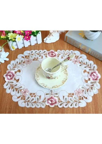 Bej 5 Oval 28X43 cm Sıcak Oval Gül Çiçek Nakış Masa Yer Mat Ped Kumaş Fincan Tabak Çay Kahve Altlığı Noel Düğün Placemat Bardak Altlığı Peçete Mutfak (Yurt Dışından)