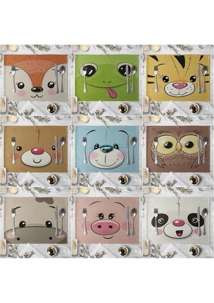 Stil 8 42X32 cm Hayvan Pamuk Keten Masa Mat Karikatür Domuz Ayı Tilki Kurbağa Desen Placemats Çocuklar Çocuklar Için Mutfak Yemek Yer Paspasları (Yurt Dışından) fiyatları