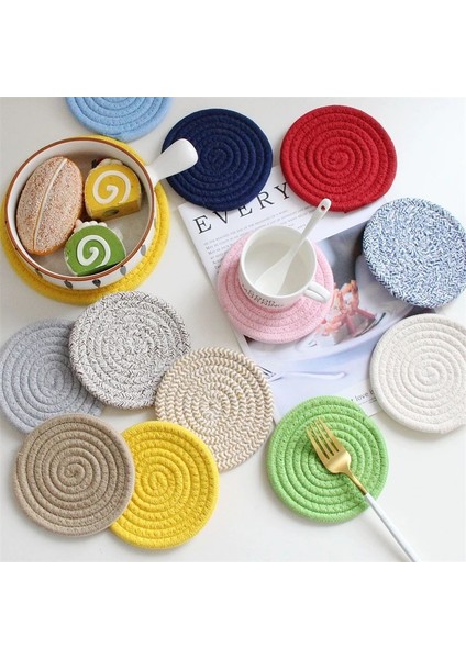 09 Yuvarlak 30 cm Pamuk Ipliği Yalıtım Placemat Dokuma Anti-Haşlanma Coaster Kase Mat Iskandinav Minimalist Pot Pedi Pamuk Halat Masa Mat (Yurt Dışından)