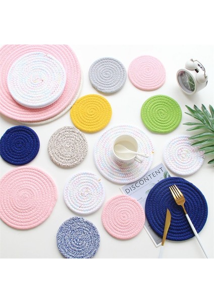09 Yuvarlak 30 cm Pamuk Ipliği Yalıtım Placemat Dokuma Anti-Haşlanma Coaster Kase Mat Iskandinav Minimalist Pot Pedi Pamuk Halat Masa Mat (Yurt Dışından)