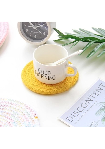 09 Yuvarlak 30 cm Pamuk Ipliği Yalıtım Placemat Dokuma Anti-Haşlanma Coaster Kase Mat Iskandinav Minimalist Pot Pedi Pamuk Halat Masa Mat (Yurt Dışından)