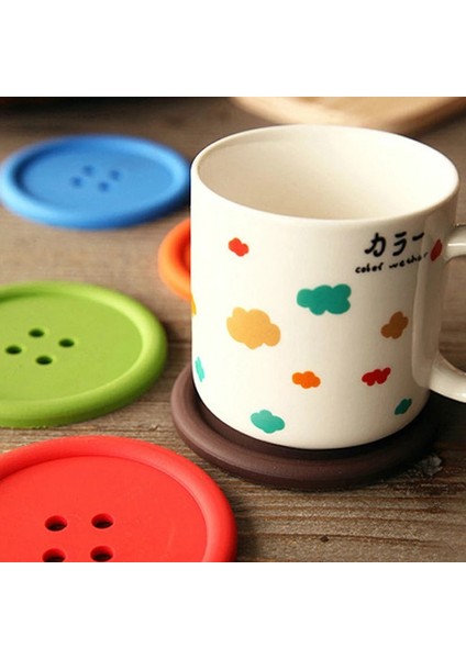 Mavi Çoklu Renkler Silikon Kap Mat Sevimli Renkli Düğme Fincan Coaster Fincan Yastık Tutucu Içecek Fincan Placemat Mat Pedleri Kahve Pedi (Yurt Dışından)