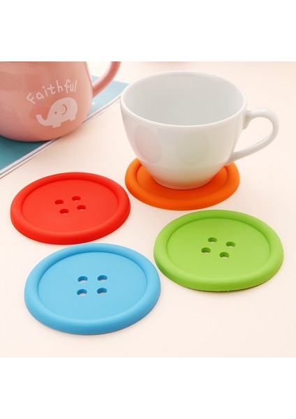 Mavi Çoklu Renkler Silikon Kap Mat Sevimli Renkli Düğme Fincan Coaster Fincan Yastık Tutucu Içecek Fincan Placemat Mat Pedleri Kahve Pedi (Yurt Dışından)