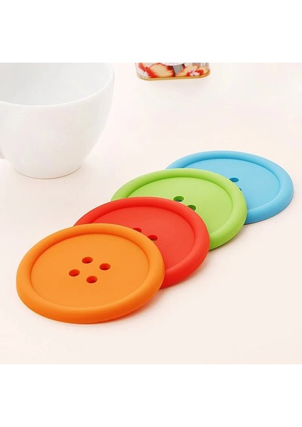 Mavi Çoklu Renkler Silikon Kap Mat Sevimli Renkli Düğme Fincan Coaster Fincan Yastık Tutucu Içecek Fincan Placemat Mat Pedleri Kahve Pedi (Yurt Dışından)