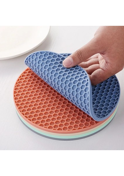 H 14.5cm 18/14CM Yuvarlak Silikon Masa Mat Ekstra Kalın Placemat Açık Kutular Petek Sıcak Ped Kahve Fincanı Altlığı Yaratıcı Mutfak Pot Tutucu (Yurt Dışından)
