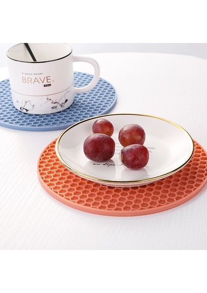 H 14.5cm 18/14CM Yuvarlak Silikon Masa Mat Ekstra Kalın Placemat Açık Kutular Petek Sıcak Ped Kahve Fincanı Altlığı Yaratıcı Mutfak Pot Tutucu (Yurt Dışından)