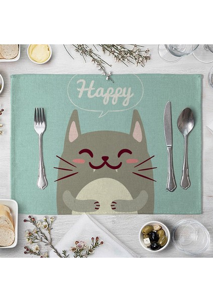 LE126 Sevimli Hayvan Çocukça Desen Placemat Mutfak Dekoru Pamuk Keten Yemek Masası Paspaslar Coaster Pad Kase Kahve Fincanı Masa Örtüsü (Yurt Dışından)
