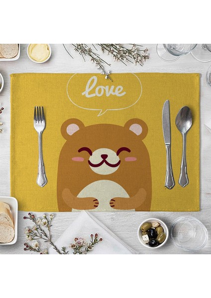 LE126 Sevimli Hayvan Çocukça Desen Placemat Mutfak Dekoru Pamuk Keten Yemek Masası Paspaslar Coaster Pad Kase Kahve Fincanı Masa Örtüsü (Yurt Dışından)