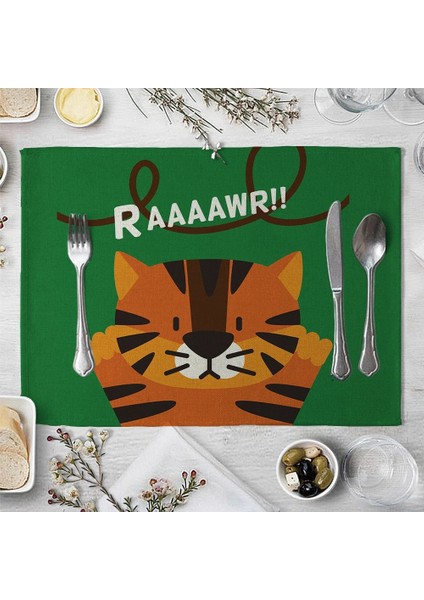 LE126 Sevimli Hayvan Çocukça Desen Placemat Mutfak Dekoru Pamuk Keten Yemek Masası Paspaslar Coaster Pad Kase Kahve Fincanı Masa Örtüsü (Yurt Dışından)