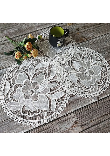Beyaz 7 Yuvarlak 25 cm Yenı Gül Çiçek Dantel Yuvarlak Nakış Masa Yer Mat Noel Düğün Pedi Çay Kahve Placemat Fincan Tabak Altlığı Bardak Altlığı Peçete Mutfak (Yurt Dışından)