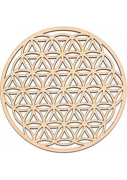 WD0099 10CM 1 Adet Çakra Hayat Çiçeği Doğal Sembol 14 Çeşit Ahşap Yuvarlak Kenar Daire Oyma Bardak Altlığı Taş Kristal Seti Dıy Dekor (Yurt Dışından)