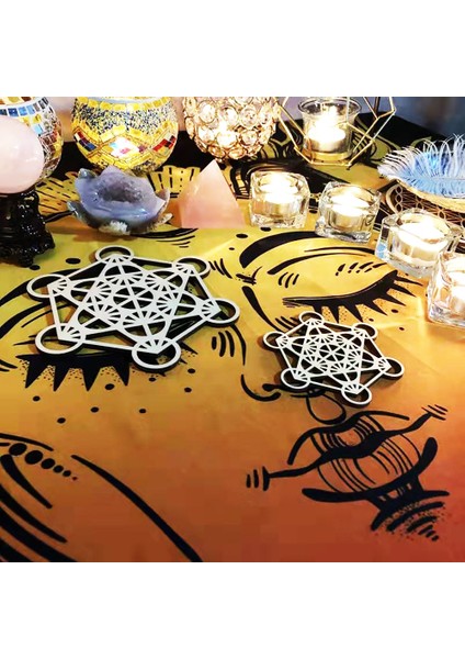WD0137 20CM 1 Adet Çakra Hayat Çiçeği Doğal Sembol 18 Çeşit Ahşap Yuvarlak Kenar Daire Oyma Coaster Taş Kristal Seti Dıy Dekor (Yurt Dışından)