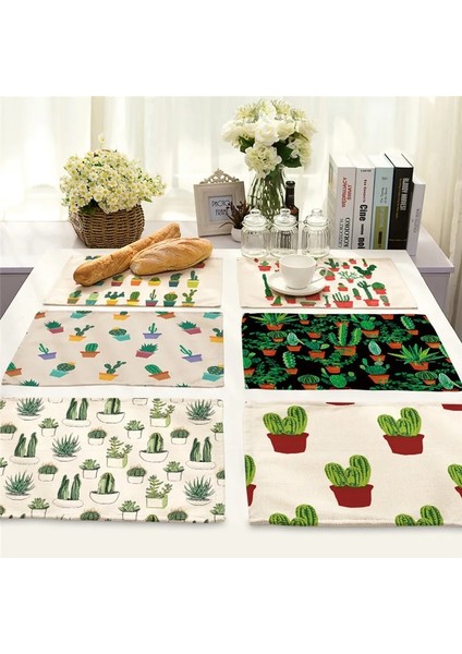 x 1 Adet Kaktüs Desen Placemat Yemek Masası Mat Pamuk Keten Içecek Coaster Kase Fincan Paspaslar Mutfak Pedleri 42*32 cm Ev Dekor MP0018 (Yurt Dışından) fiyatları