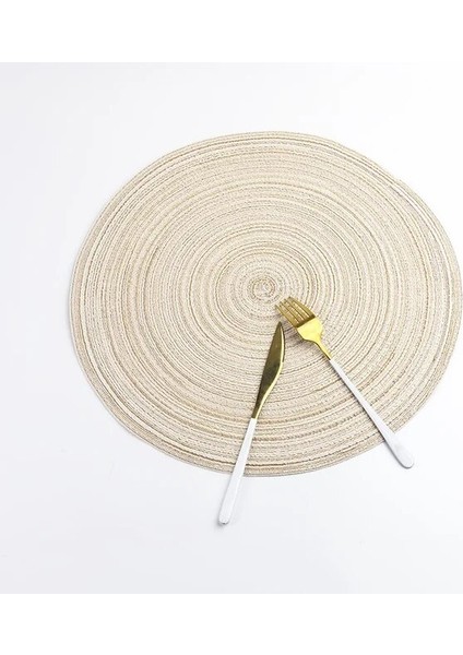2CD-51009-008 30 cm Yuvarlak Pamuk Dokuma Iskandinav Tarzı Kaymaz Mutfak Placemat Coaster Yalıtım Pedi Bulaşık Kahve Fincanı Masa Mat Peçete Ev 51009 (Yurt Dışından)