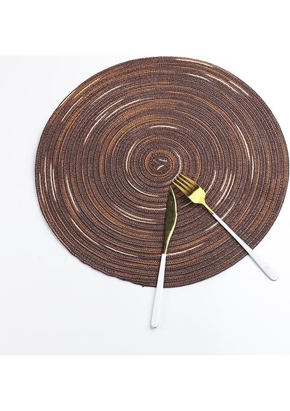 2CD-51009-015 18 cm Yuvarlak Dokuma Iskandinav Tarzı Kaymaz Placemat Coaster Yalıtım Dolgu Kupa Bardak Masa Mat Ev Dekor Peçete Mutfak Aksesuarları (Yurt Dışından)