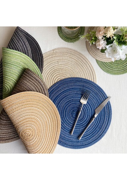 Gri B 36 cm 1 Adet Masa Placemats Yuvarlak Rami Yalıtım Pedi Keten Kaymaz Masa Paspasları Coaster Yemek Masası Mat Ev Dekorasyon Pedi (Yurt Dışından)